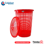 CESTA DE ROPA C/TAPA ROJO REF 711 COLPLAST - Imagen 2