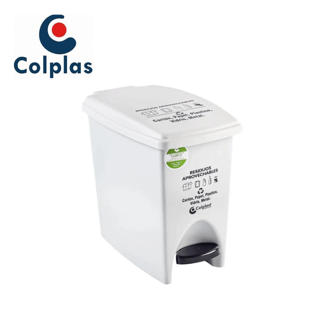 46.0252-PAPELERA-PEDAL-RECTANGULAR-12-LTS-PELET-BLANCA.png PAPELERA PEDAL RECTANGULAR 12 LTS PELET-BLANCA COLPLAST REF 811 - Imagen 1