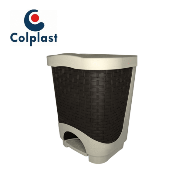 PAPELERA RATTAN DE PEDAL COLPLAST 8 LTS PISTACHO-WENGUE REF 1091