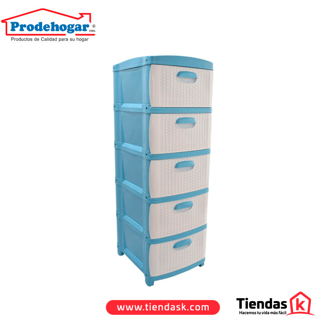 106.0050.png PRACTIMUEBLE DUBAI 5 NIVELES RATTAN AZUL-BLANCO PRODEHOGAR REF 390ORR5N01 - Imagen 1
