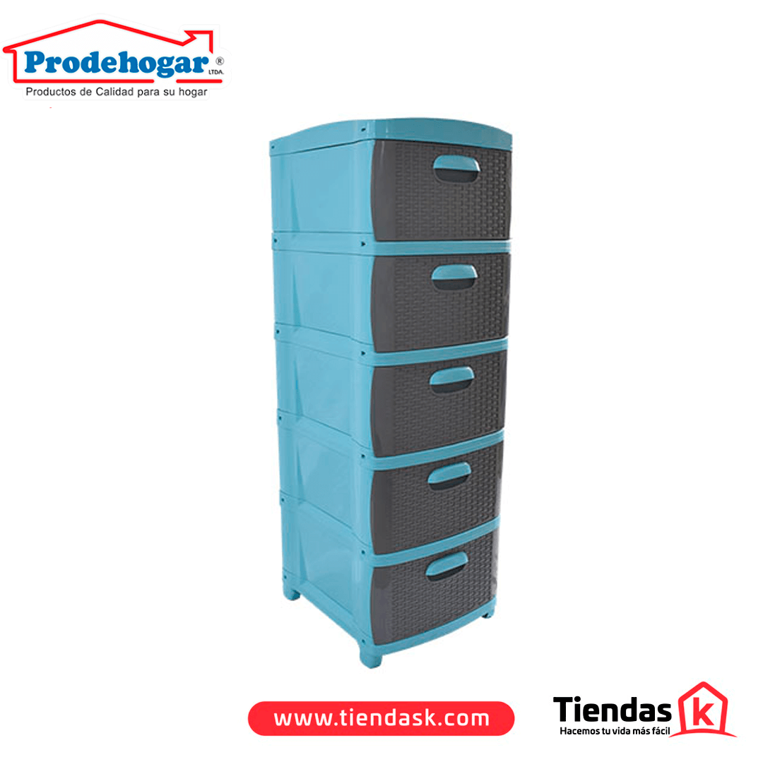 106.0051.png PRACTIMUEBLE DUBAI 5 NIVELES RATTAN AZUL-GR PRODEHOGAR REF 390ORR5N03 - Imagen 1