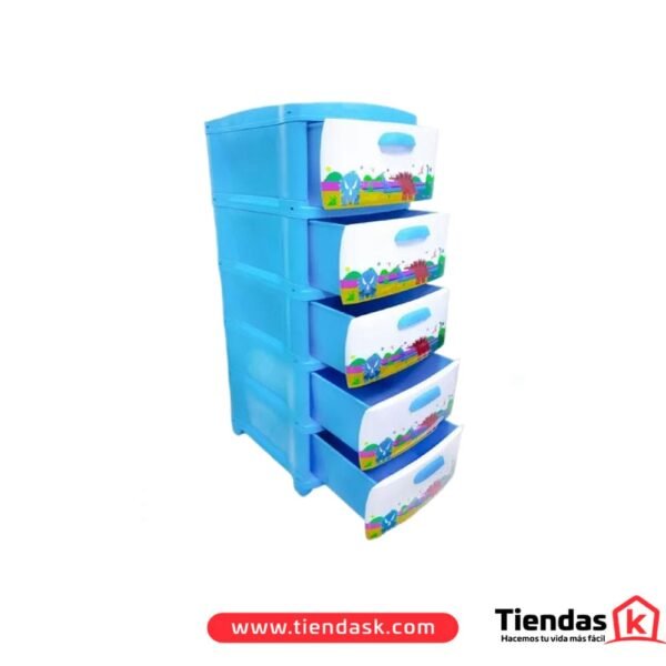 PRACTIMUEBLE DUBAI DECORATIVO 5 NIVELES RATTAN AZUL-DINO REF 390ORD5N04