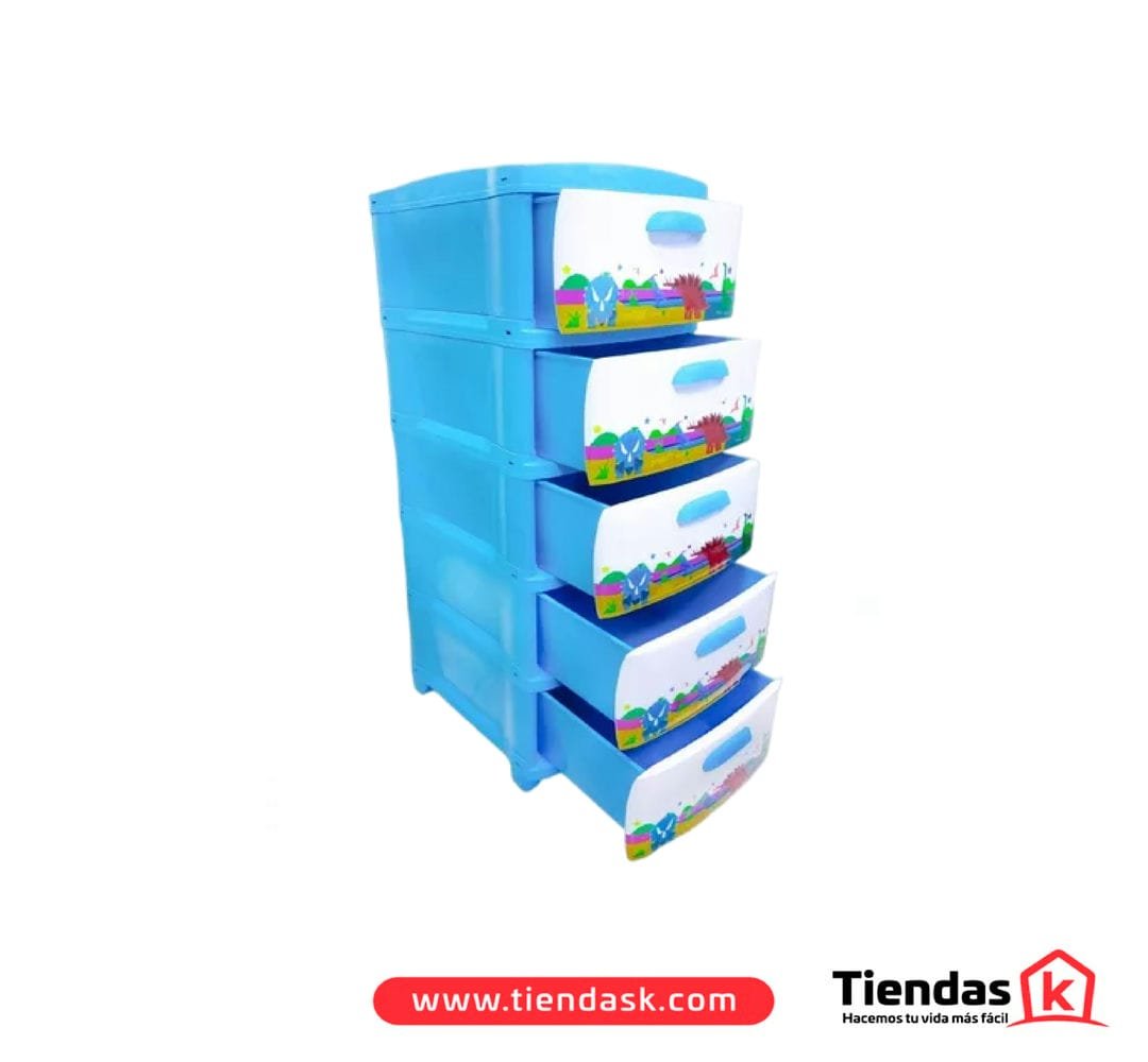 106.0128.jpg PRACTIMUEBLE DUBAI DECORATIVO 5 NIVELES RATTAN AZUL-DINO REF 390ORD5N04 - Imagen 1