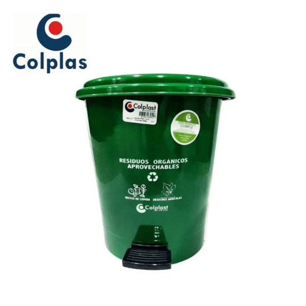 PAPELERA PEDAL REDONDA 12 LT COLPLAST PALETIZADA C/ET VERDE OSCURO REF 251
